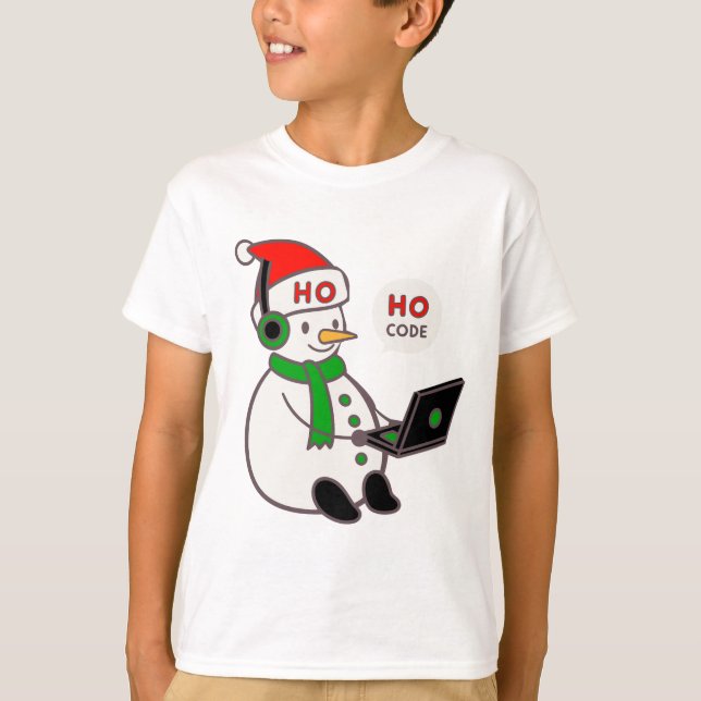 T-shirt Snowman Hacker Ho Ho Code Christmas Tee (Devant)