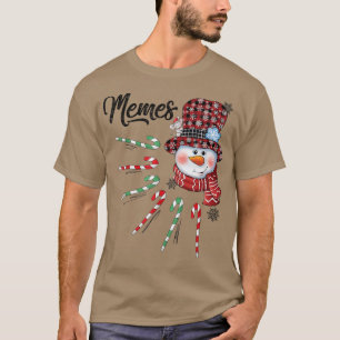 T-shirt Snowman mèmes Sucre de canne Red Plaid Cadeaux de