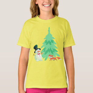 T-shirt Snowman mignon, Fox Winter KIds sapin de Noël