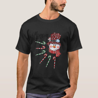 T-shirt Snowman Momom Sucre de canne Rouge Plaid Cadeaux d