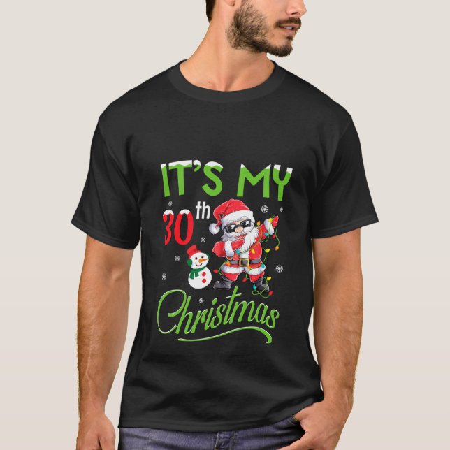 T-shirt Snowman Père Noël Dabbing Together C'est ma 30e (Devant)