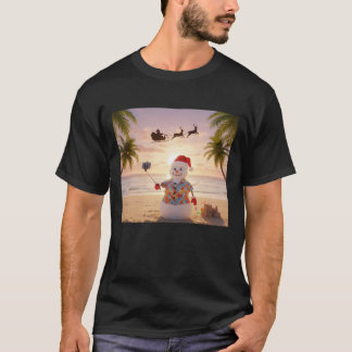 T-shirt snowman Selfie with Santa Funny Christmas for Men