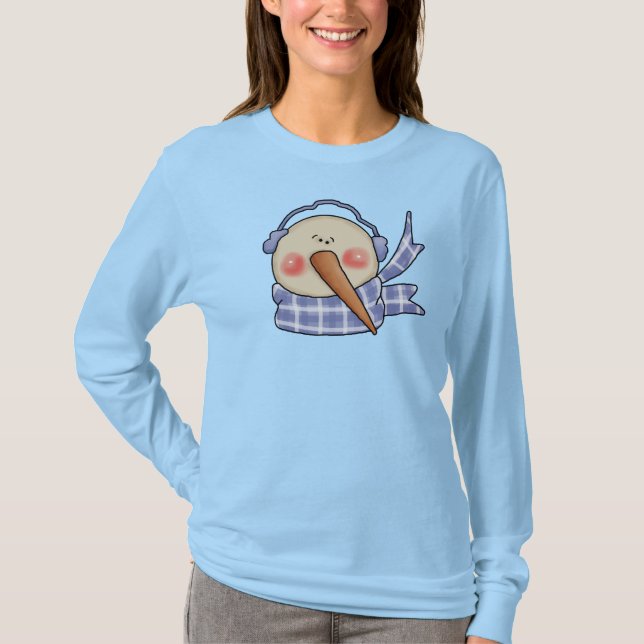 T-shirt Snowman Whimsical Avec Chemise À Écharpe Bleue Vér (Devant)