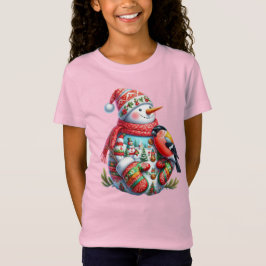 T-Shirt Snowman with Bird, Christmas, Author Natasha Us  