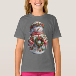 T-shirt  Snowman with Christmas Wreath, Christmas, Author 