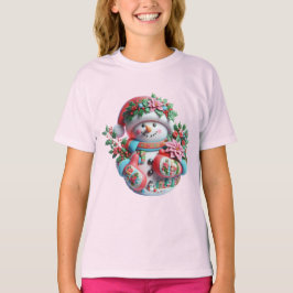 T-shirt  Snowman with Poinsettias, Christmas, Author Natas
