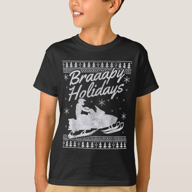 T-shirt Snowmobile Braapy Holidays Funny Braap Ugly Christ (Devant)