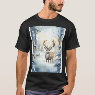 T-shirt Snowscape Joyeux Reindeer