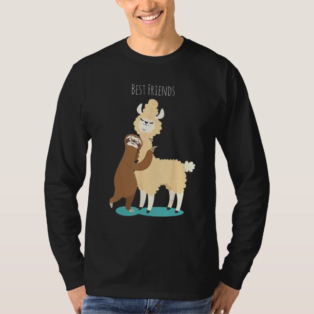 T-shirt So Cute alpaca with sloth lazy bear (Devant)