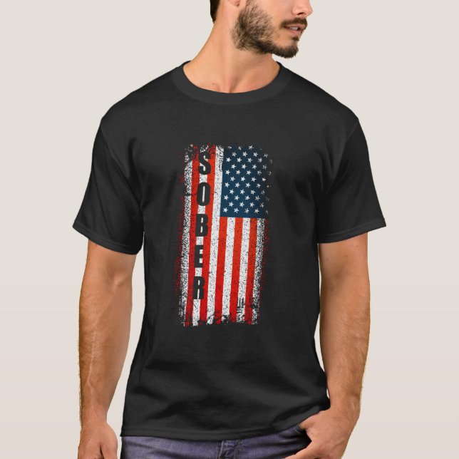 T-shirt Sober Anniversaire Sober Drapeau Américain Aa T Na (Devant)