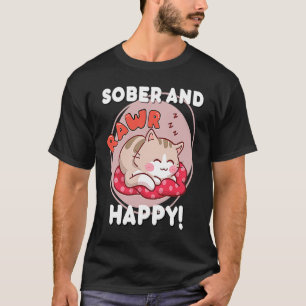 T-shirt Sobres et Heureux Chat Mignon Chibi Anniversaire d