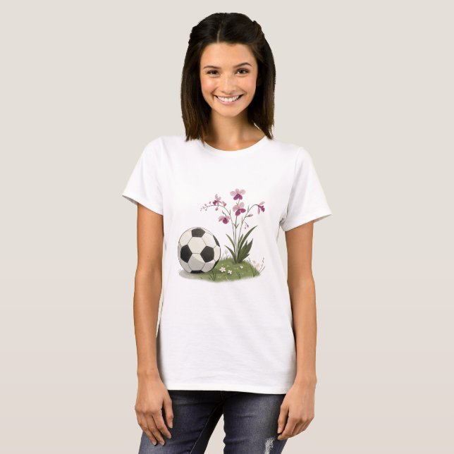 T-shirt Soccer Ball and Orchidaceae (Devant entier)