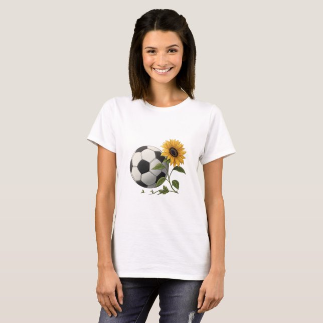 T-shirt Soccer ball and sunflower (Devant entier)