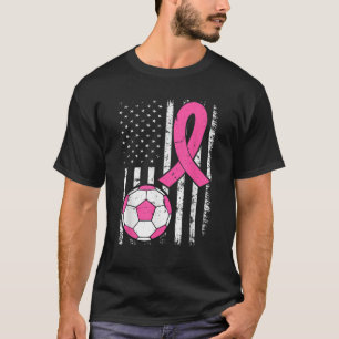 T-shirt Soccer Ball Ribbon US Drapeau Sensibilisation au c