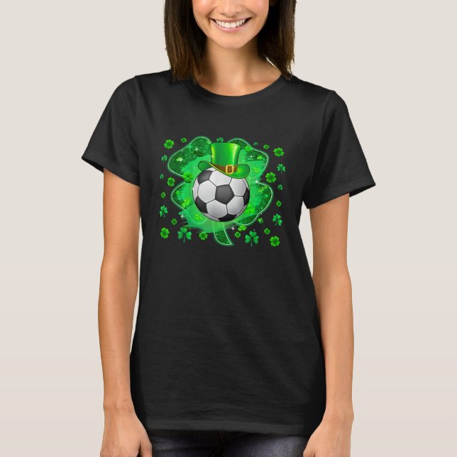 T-shirt Soccer Ball Shamrock  Irish St Patrick Day (Devant)