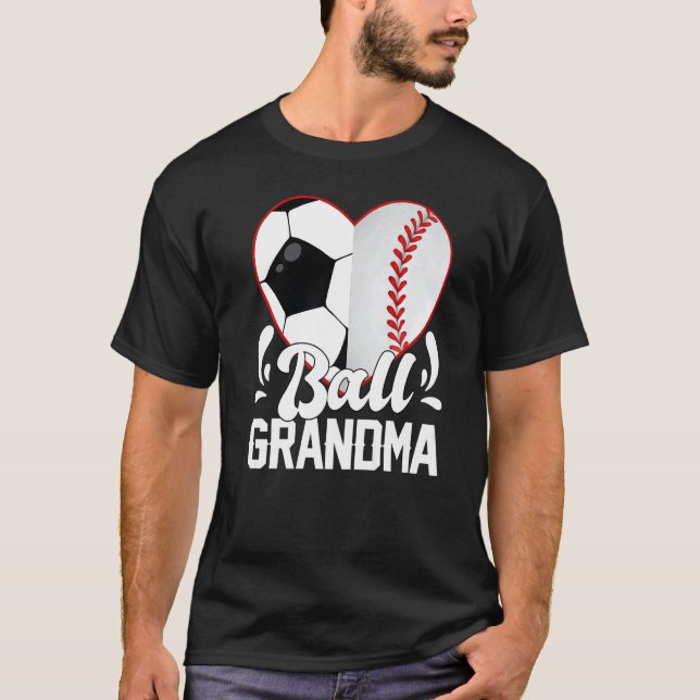T-shirt Soccer Baseball Softball Grandma Ball Grandma Hear (Devant)