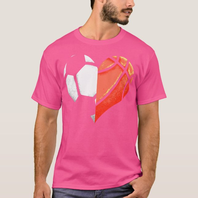 T-shirt Soccer Basketball Coeur Football Valentines D (Devant)