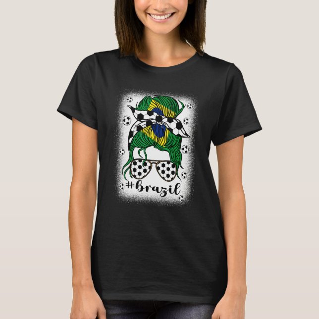 T-shirt Soccer Brazil Football Fans Brazilian Girl Mom Mes (Devant)