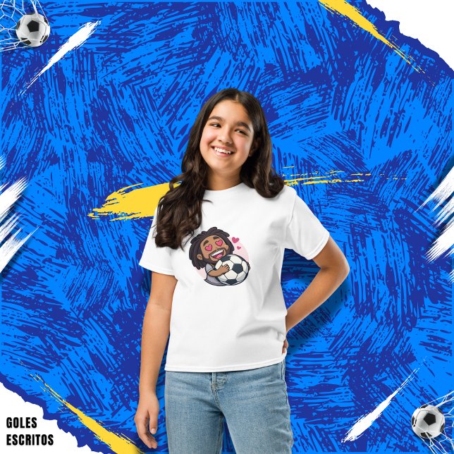 T-Shirt Soccer cartoon brunette man face in love (Créateur téléchargé)