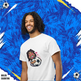 T-shirt Soccer cartoon brunette man face in love