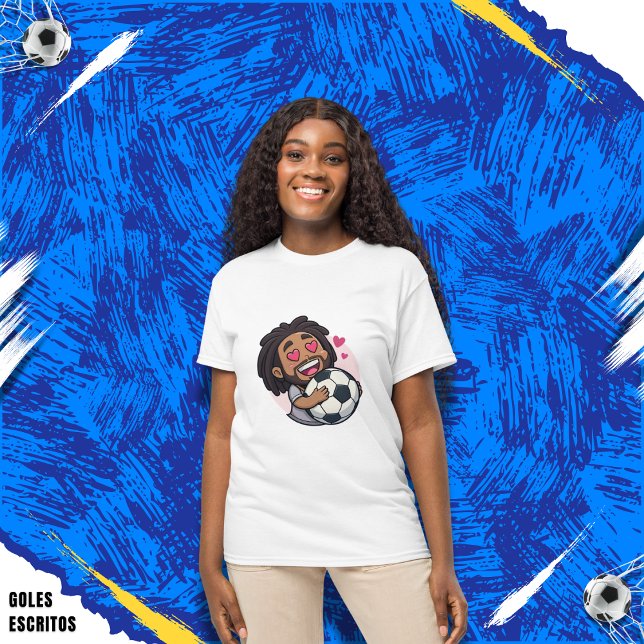 T-shirt Soccer cartoon brunette man face in love (Créateur téléchargé)