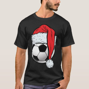 T-shirt Soccer Christmas Ball Santa Hat Funny Sport Noël