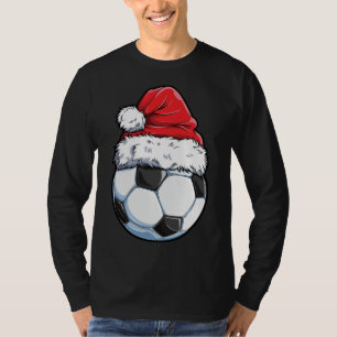 T-shirt Soccer Christmas Ball Santa Hat Funny Sport Noël (