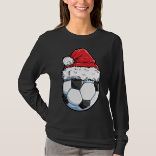 T-shirt Soccer Christmas Ball Santa Hat Funny Sport Noël (