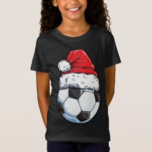 T-Shirt Soccer Christmas Ball Santa Hat Funny Sport Noël