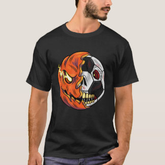 T-shirt Soccer Citrouille de balle crâne Halloween joueur 