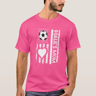 T-shirt Soccer Goalie Maman Usa Drapeau Coeur