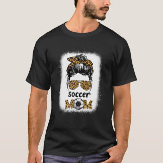 T-shirt Soccer Maman Bleached Leopard Cheetah Imprimer