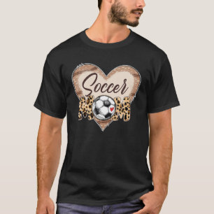 T-shirt Soccer Maman Funny Soccer Ball Womens Leopard Retr
