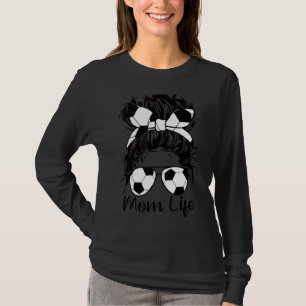 T-shirt Soccer Maman Soccer Ball Lunettes Bow Maman Vie