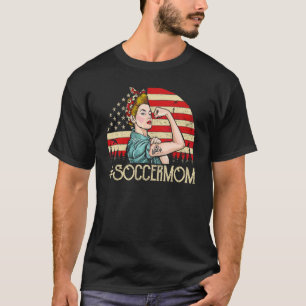 T-shirt Soccer Maman Soccer Ball Womens American Flag Vint