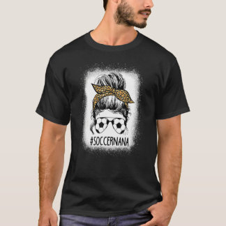 T-shirt Soccer Nana Life Messy Bun Leopard Fête des Mères 