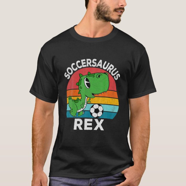 T-shirt Soccersaurus Rex Soccer Dinosaure Pour Garçons Enf (Devant)