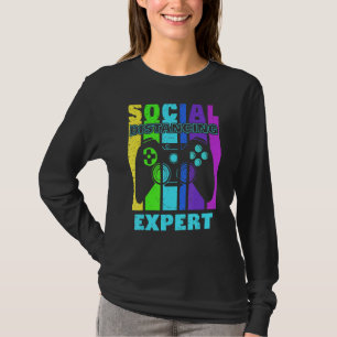 T-shirt Social Distances Expert Gamer Vidéo Vintage Gamin