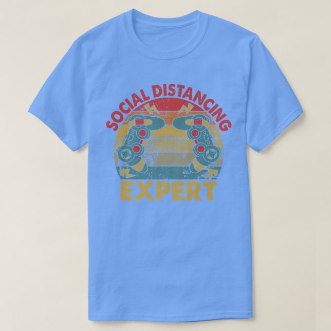 T-shirt Social Distancing Epert Video Game Player Console  (Design devant)