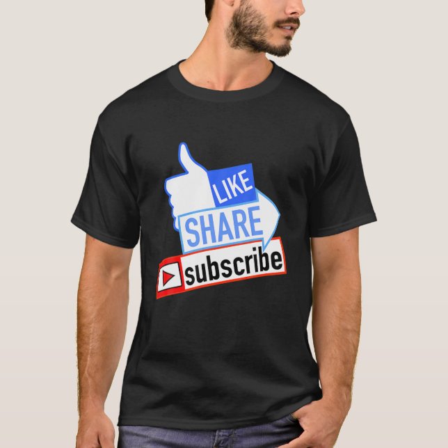 T-shirt Social Media Like Share S'abonner (Devant)