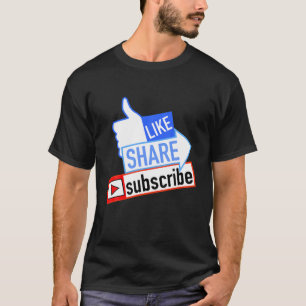 T-shirt Social Media Like Share S'abonner