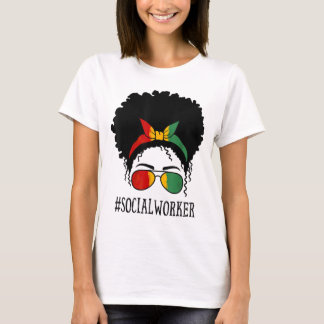 T-shirt Social Worker African Women Messy Bun Black Histor