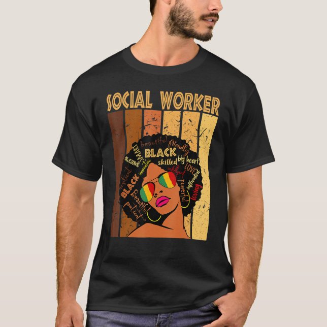 T-shirt Social Worker Afro African American Black History  (Devant)