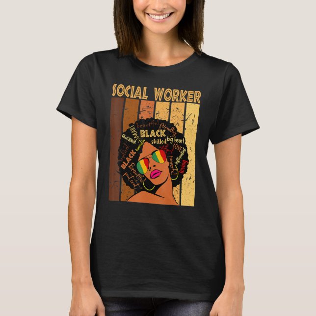 T-shirt Social Worker Afro African American Black History  (Devant)