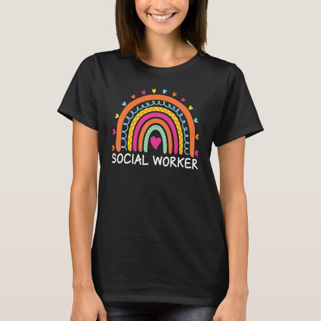 T-shirt Social Worker Boho Rainbow Back To School Apprecia (Devant)