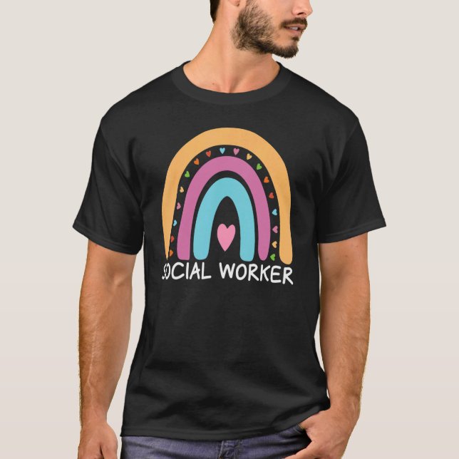 T-shirt Social Worker Boho Rainbow Back To School Apprecia (Devant)