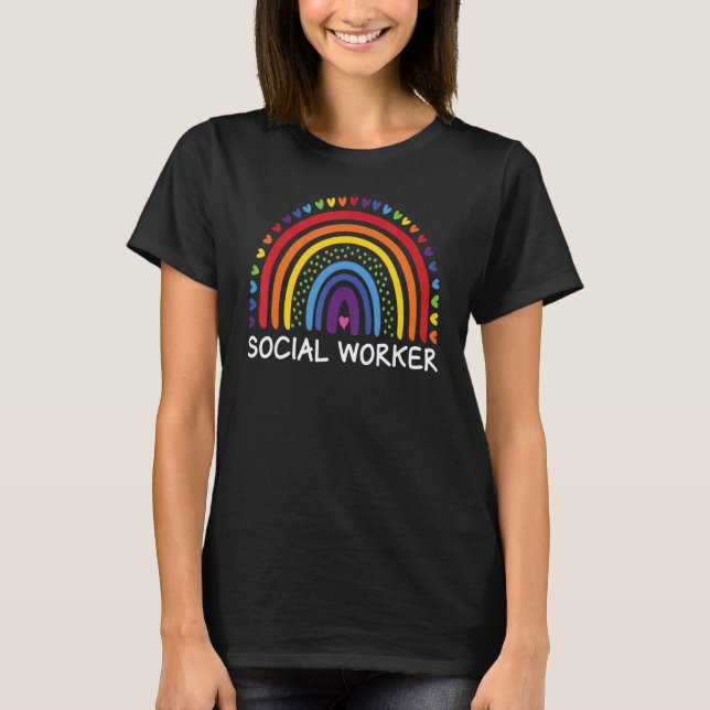 T-shirt Social Worker Boho Rainbow Back To School Apprecia (Devant)