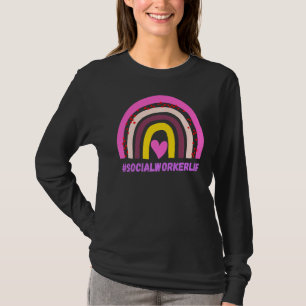 T-shirt Social Worker Life Leopard Rainbow Funny Nur