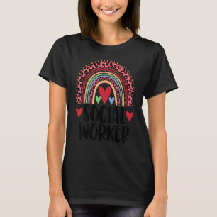 T-shirt Social Worker Rainbow Femmes Leopard Rainbow Love