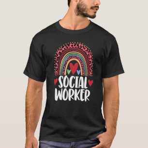 T-shirt Social Worker Rainbow Femmes Leopard Rainbow Love